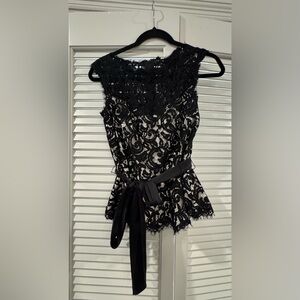 Tadashi Shoji Black Lace Top